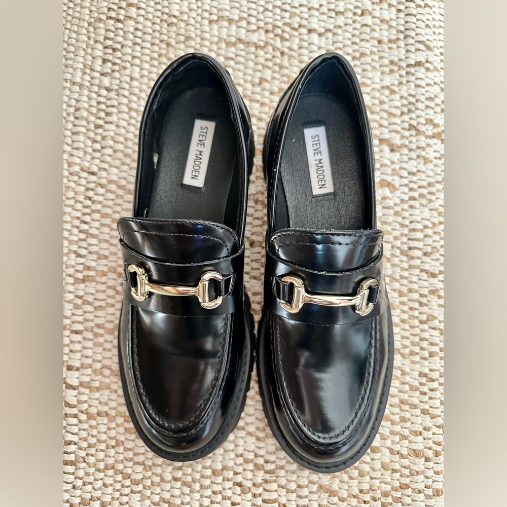 Steve Madden lando black leather loafers